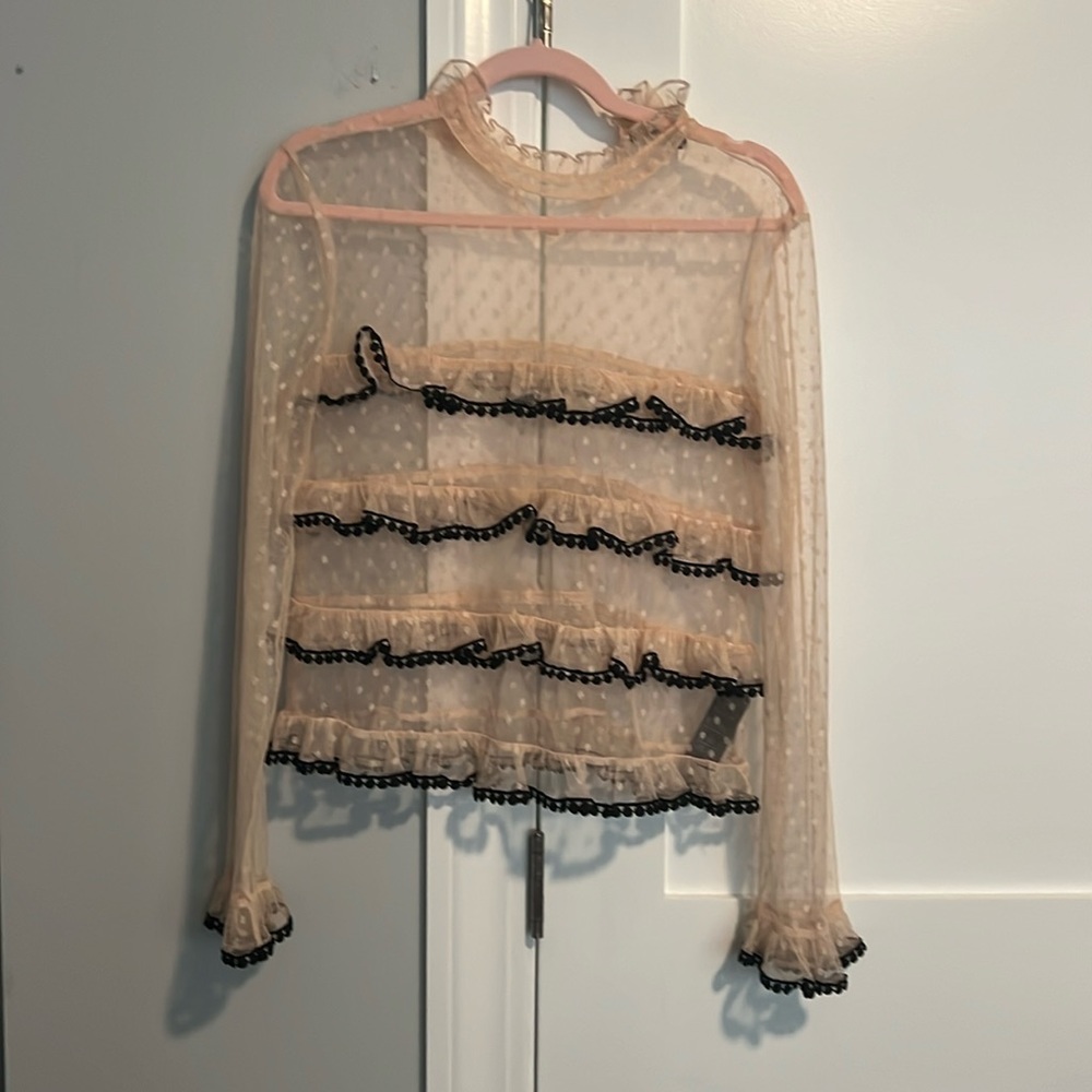 buffalo david bitton pink sheer top